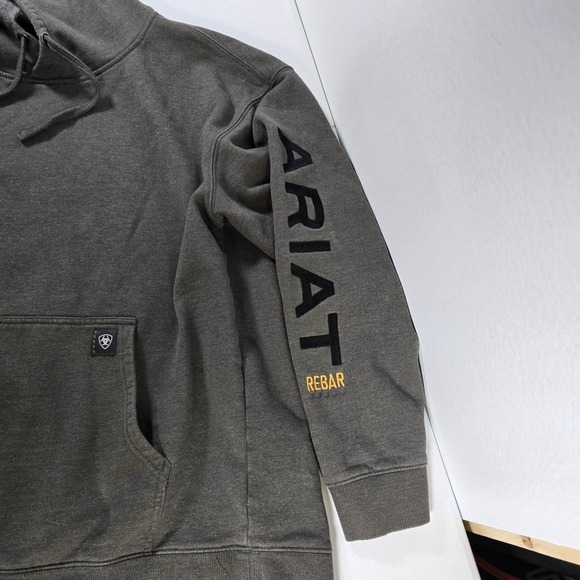 Ariat Rebar Graphic Hood Mens XL Gray Long Sleeve Hoodie Sweatshirt - Picture 2 of 8
